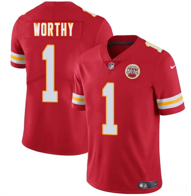 Men??s Kansas City Chiefs #1 Xavier Worthy Red 2024 Draft Vapor Untouchable Limited Football Stitched Jersey - Click Image to Close